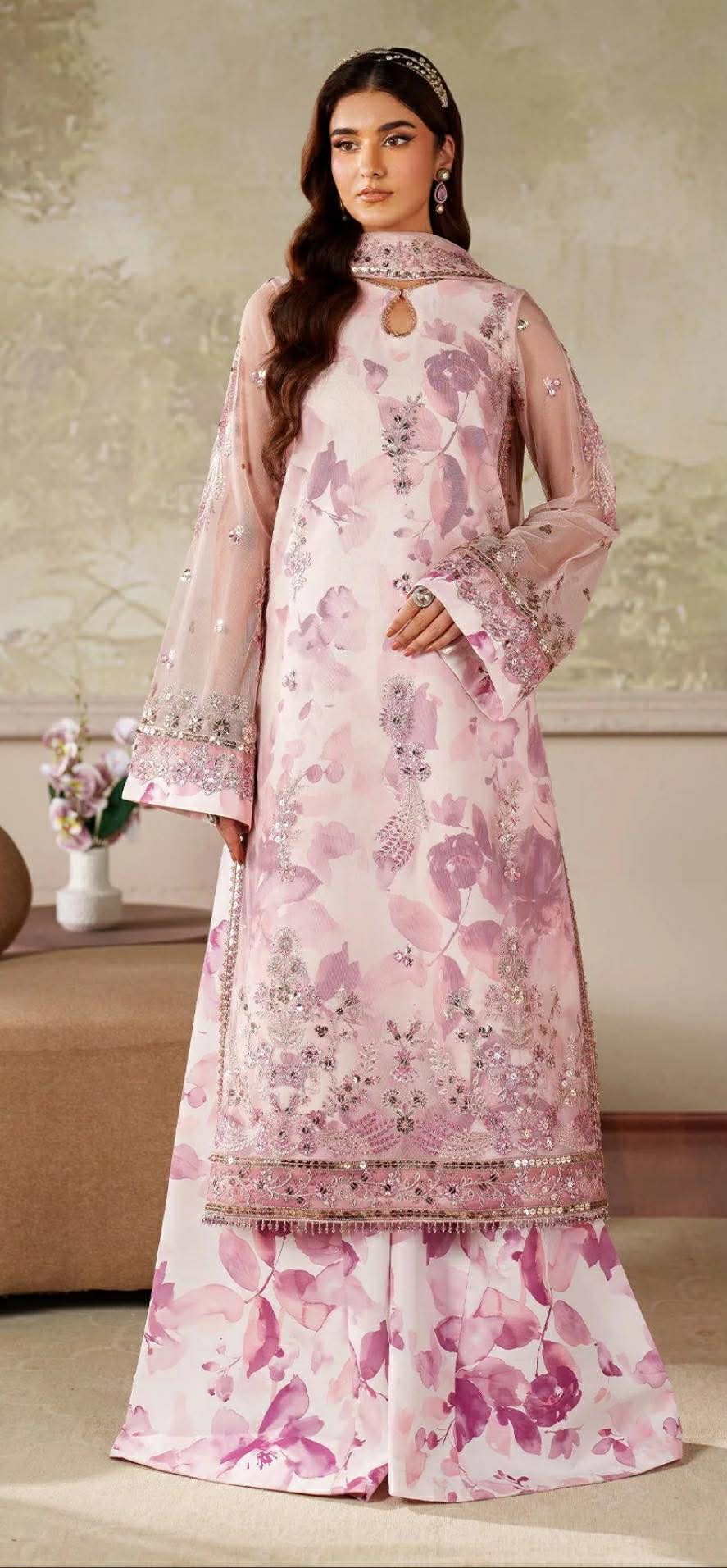 Zareef Rahma printed and embroidered dress