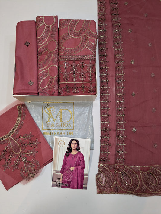 KUAWB COLLECTION DEEP ROSE LAWN COTTON