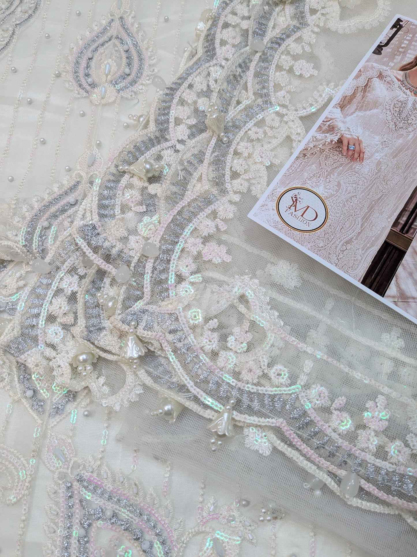 Maria b Pearl embroidered White dress