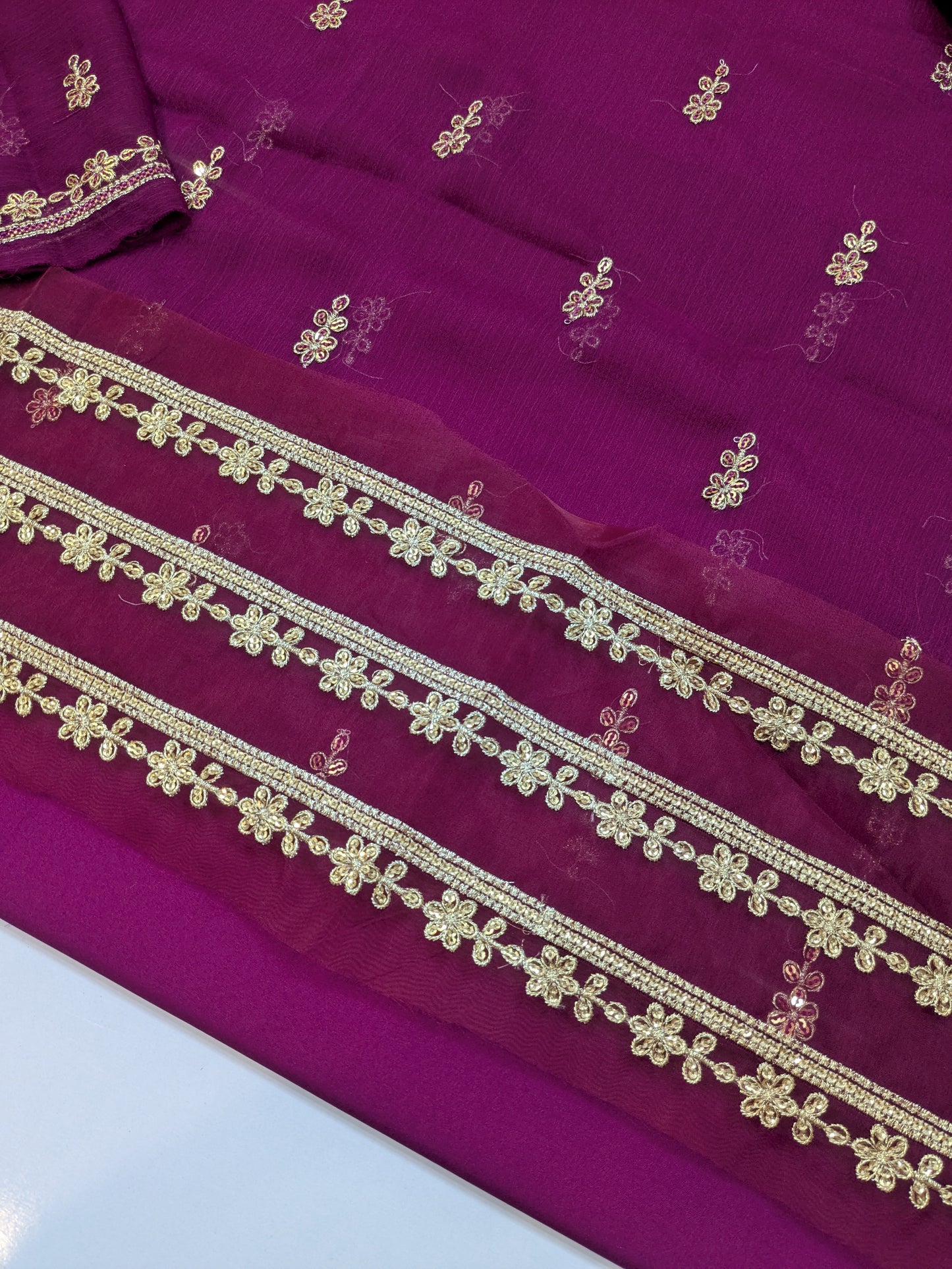 KHIMKHUAB PURPLE CHIFFON EMBROIDERED