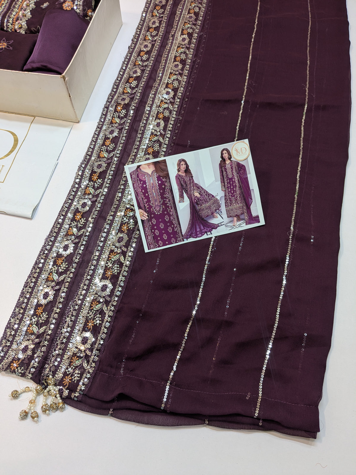 GULAAL INSPIRED CHIFFON HAND EMBELLISHED DRESS