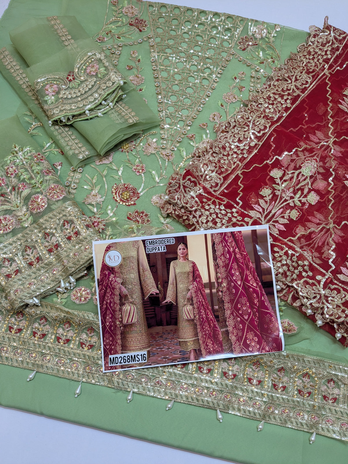 CRIMSON INSPIRED ANECDOTES EMBROIDERY DUPPATA