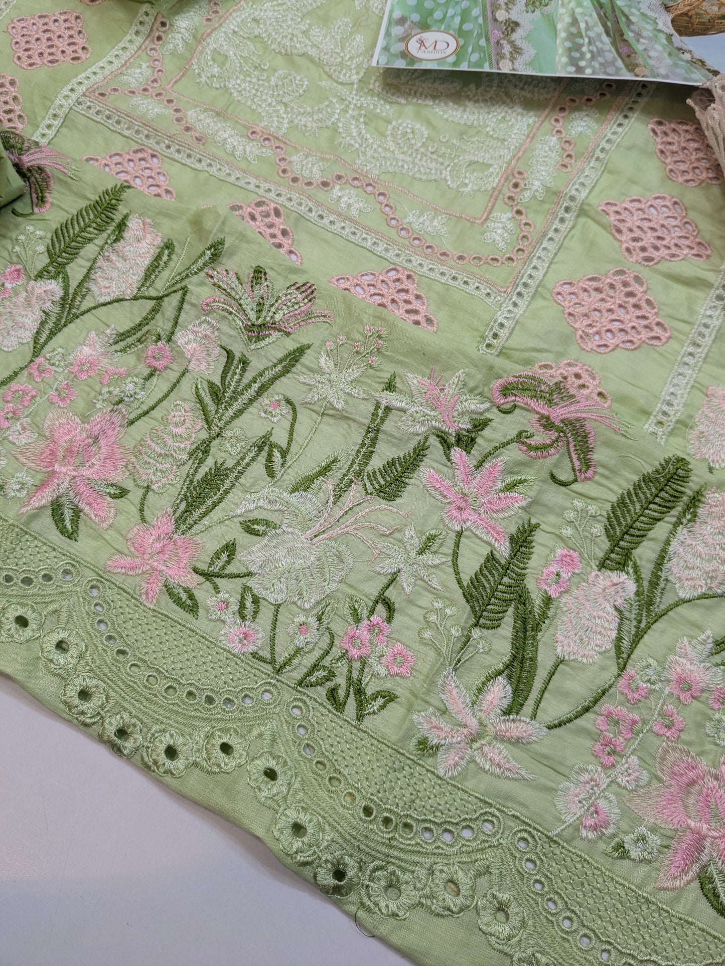 CRIMSON  SEAFOAM GREEN LUXURY LAWN DIL DUPPATA
