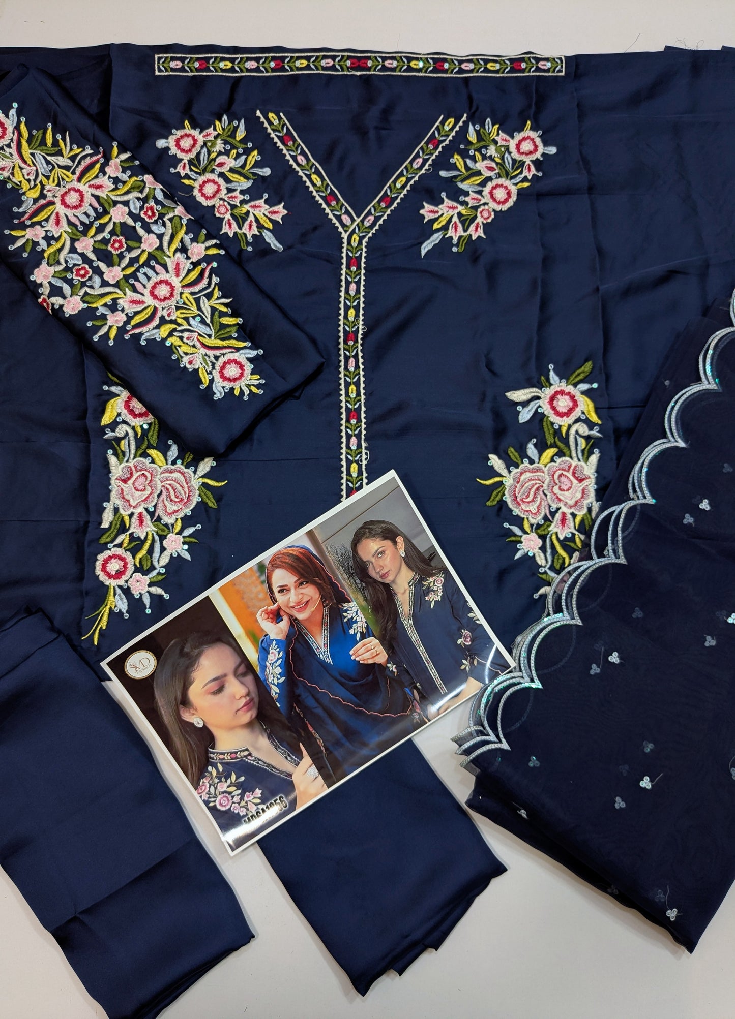 AINA ASIF BLUE INSPIRED SILK 3 PIECE DRESS