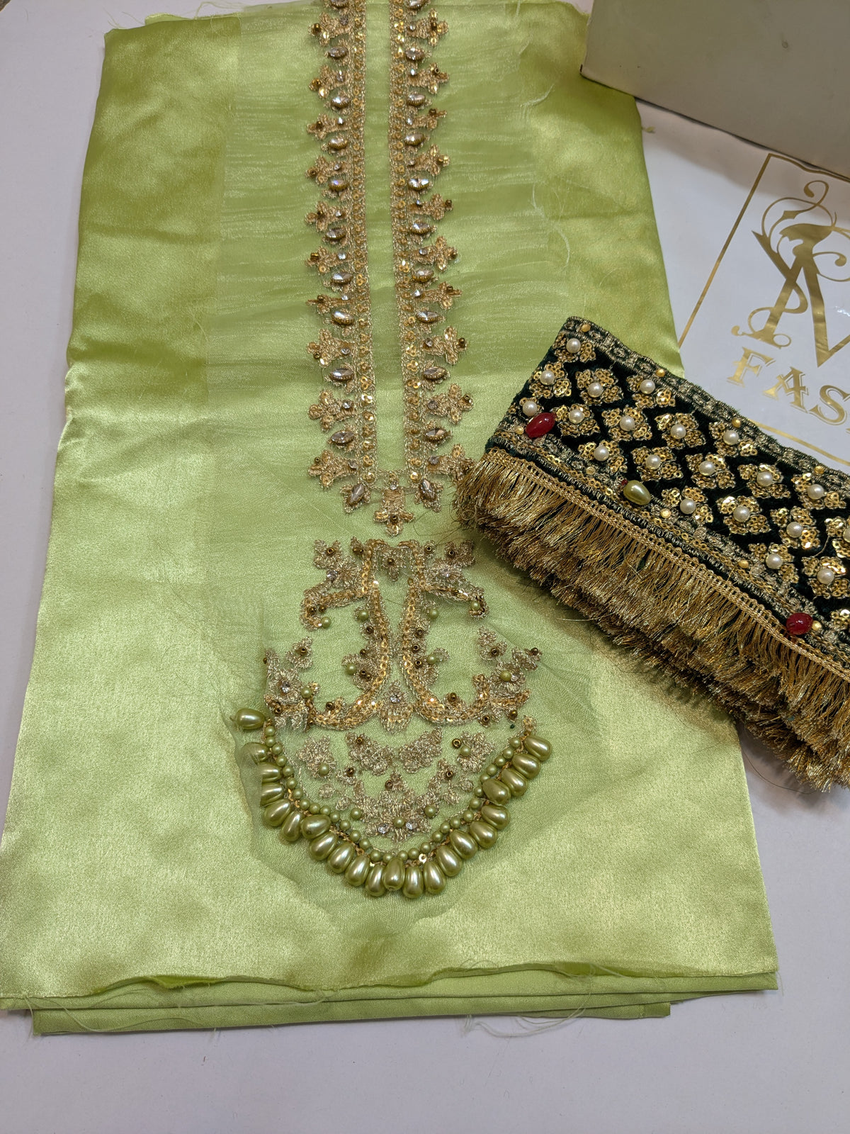 MARIA B INSPIRED CORAL IN SEA GREEN GHARARA