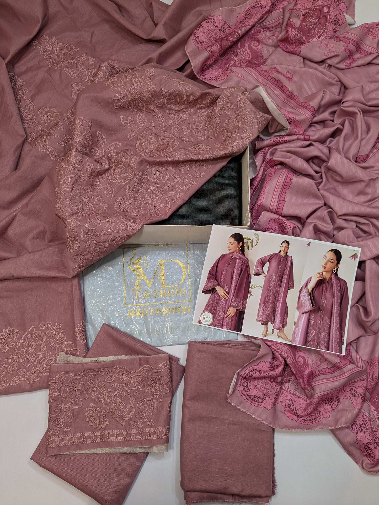 BAROQUE TEA PINK KHADDAR EMBROIDERED 3pcs