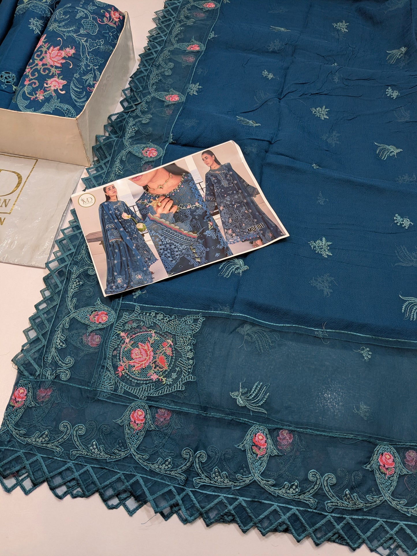 QLAMKAR ZINC BLUE 2026 LUXURIOUS LAWN WITH ATTRACTIVE DUPPATA