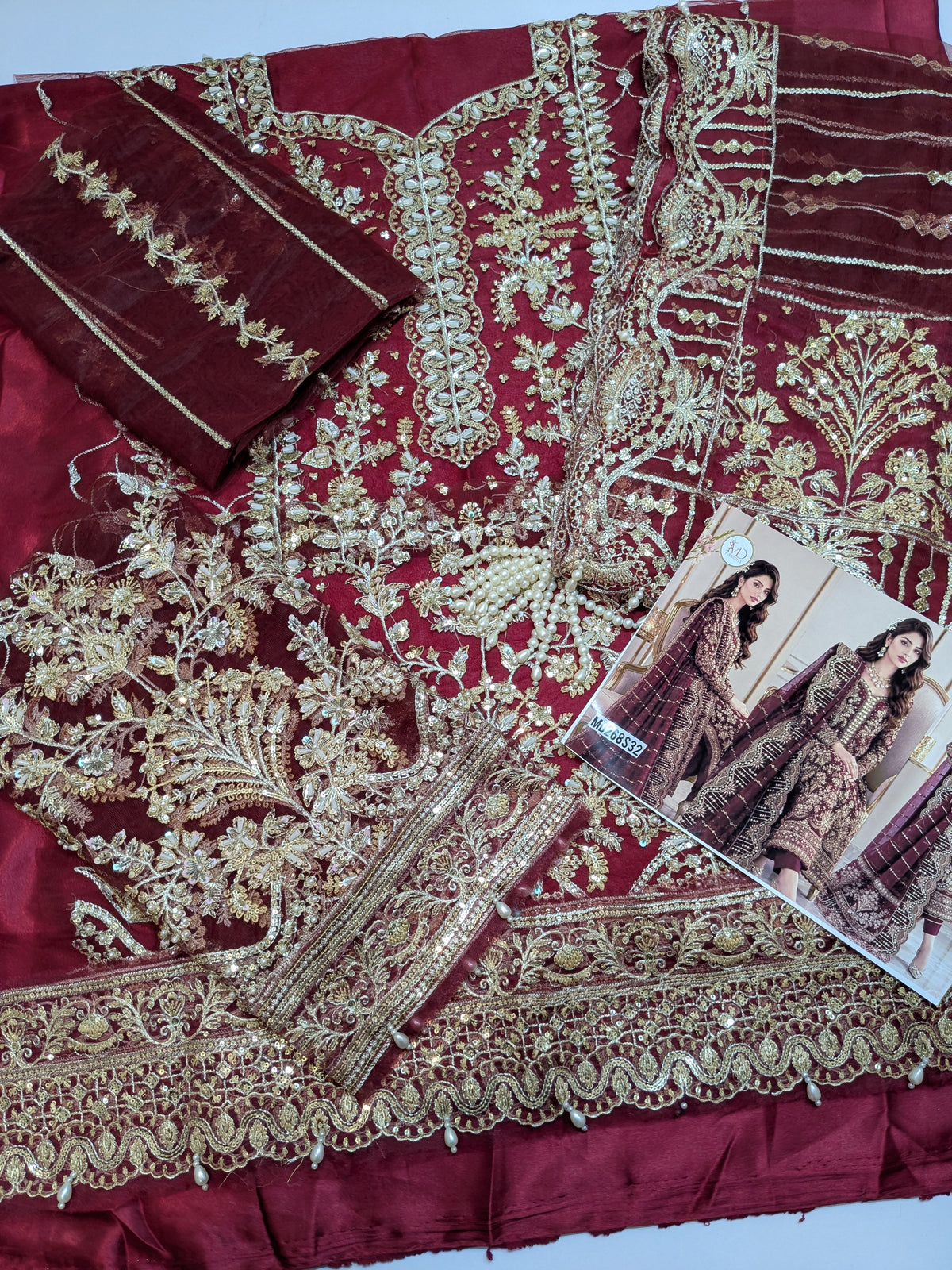 GULAL INSPIRED IZAR MAROON HANDWORK FORMAL