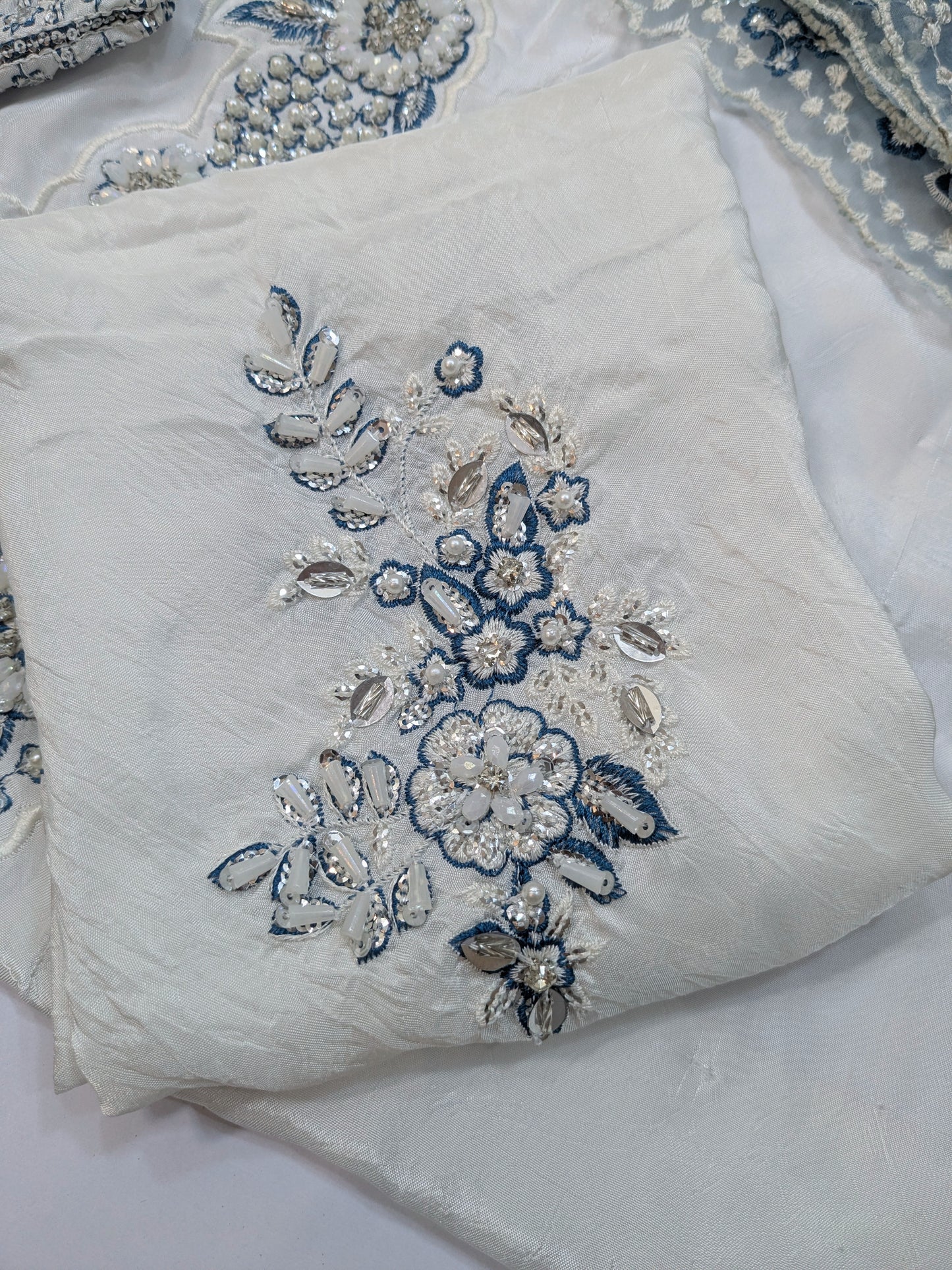 HUSSAIN REHAR VIRELLE PREMIUM RAW SILK HAND EMBELLISHED 3 PIECE UNSTICHED