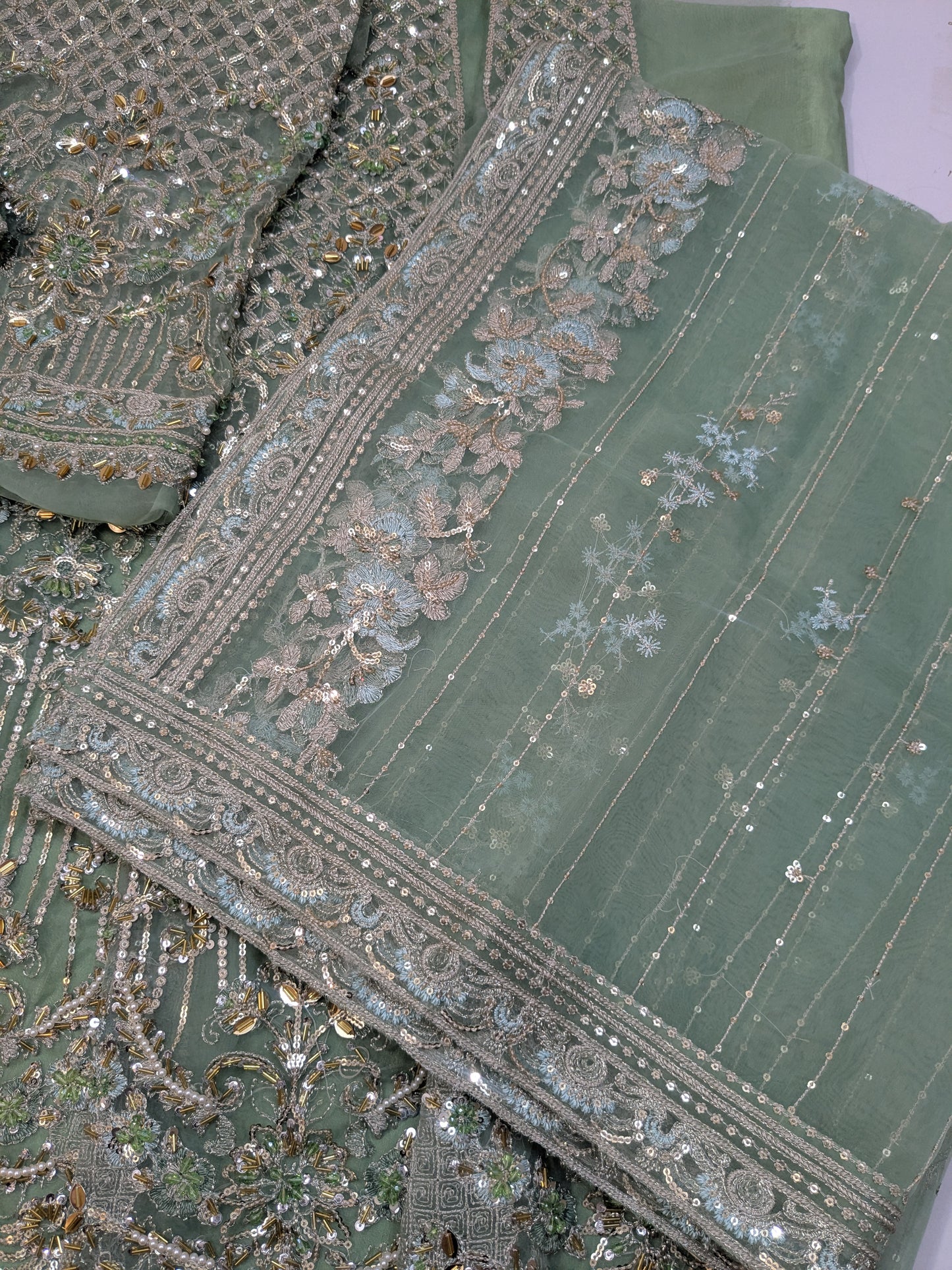 ELAF SAGE FULL EMBELLISHED MAXI LAHENGA