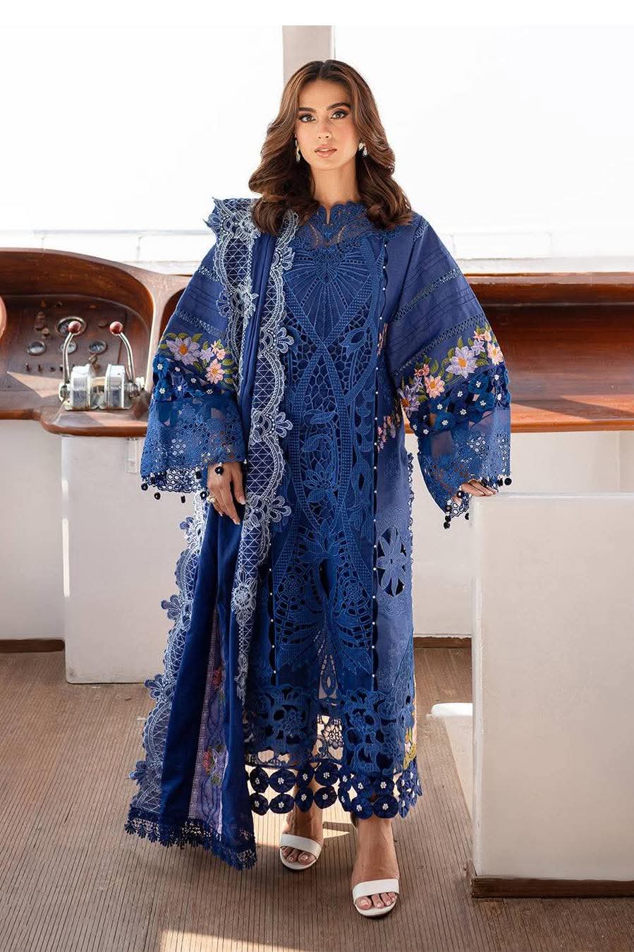 PARISHAY BLUE CHIKENKARI LAWN EMBROIDERED