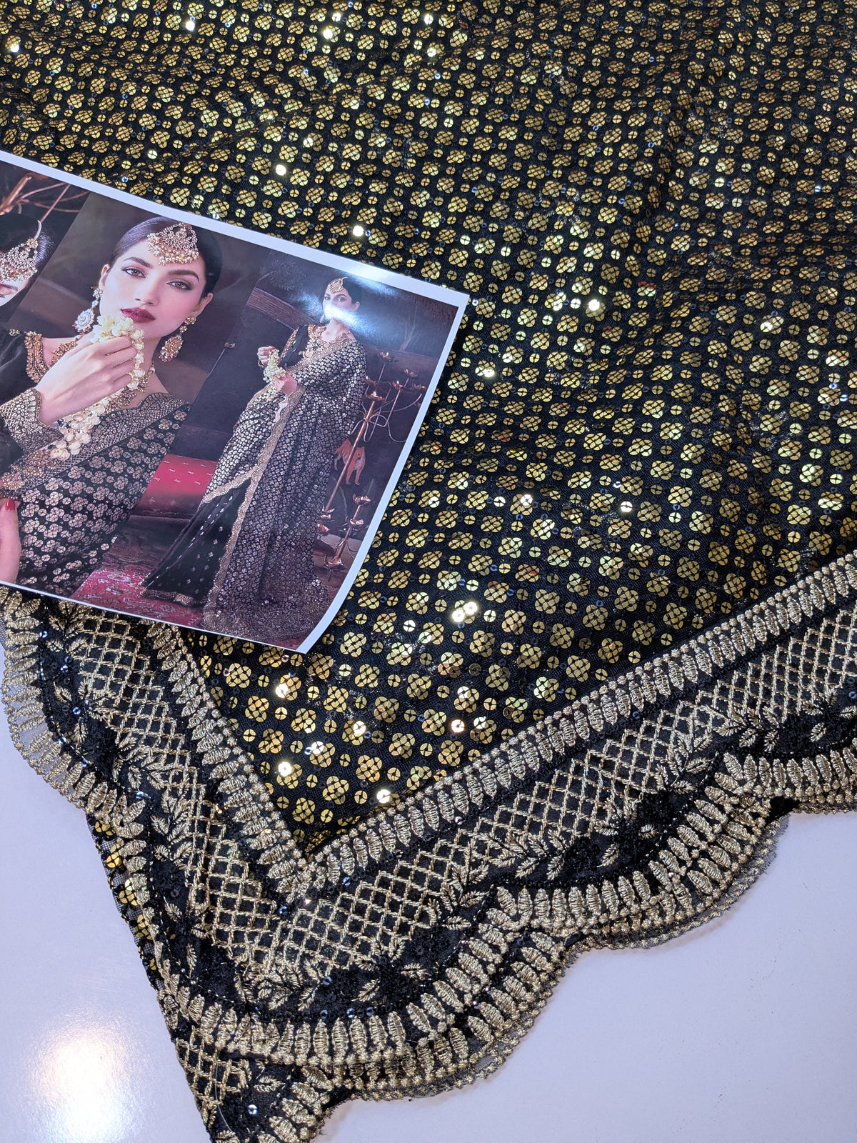 EMAN ADEEL BLACK GOLD NET SAREE