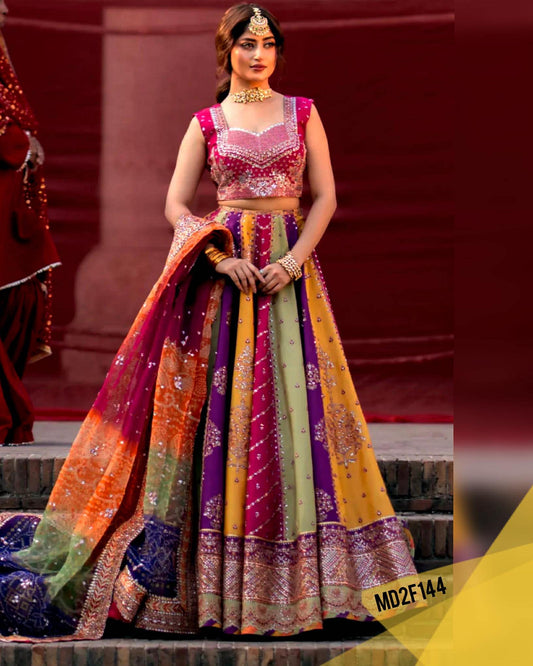 BIN ILYAS SAJJAL MULTI EMBROIDERED MAXI LAHENGA