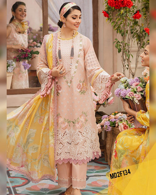 MUSHQ PINK LEMON LUXURIOUS CHIKENKARI LAWN