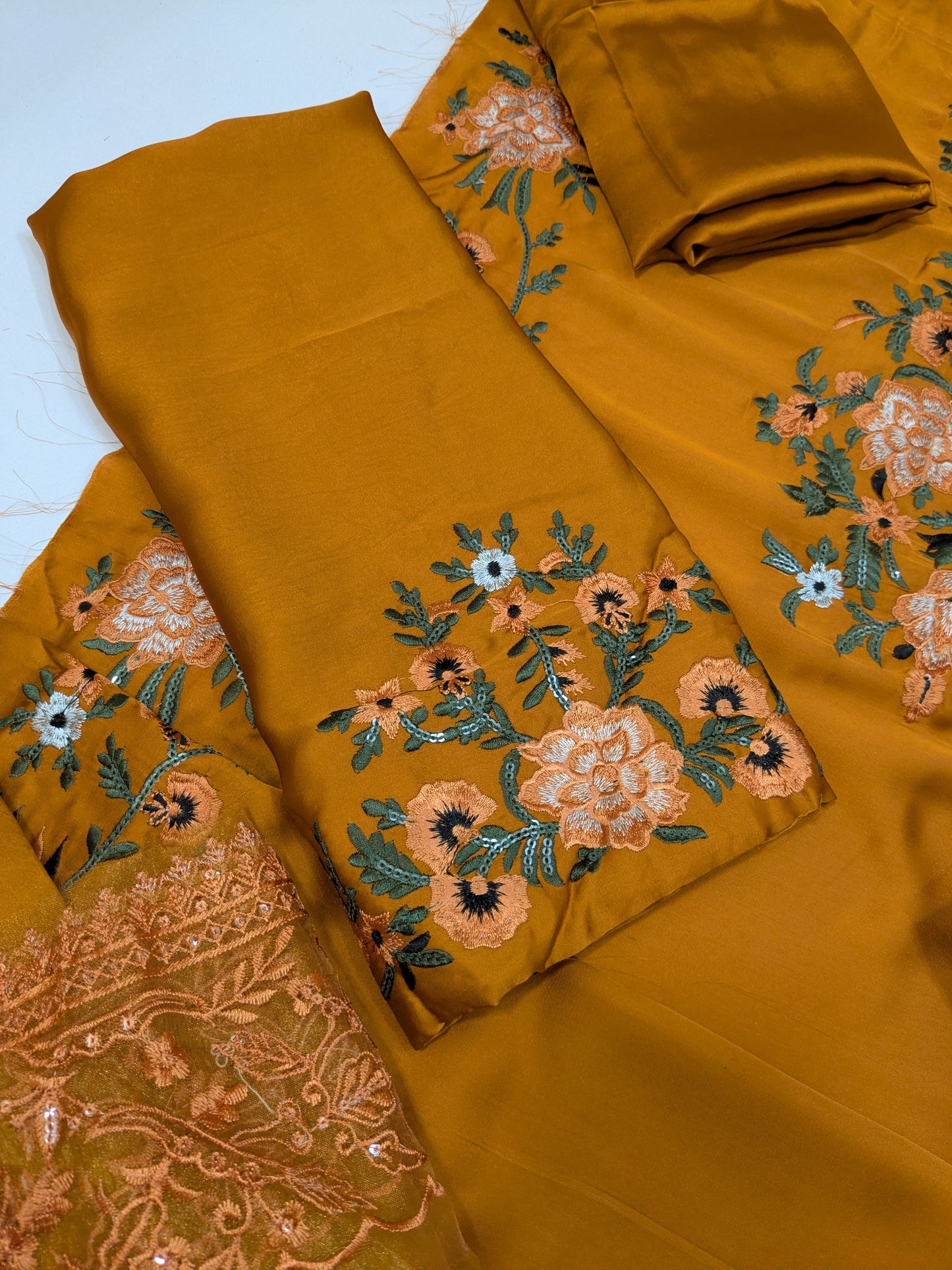 MAHIRA NOOR SILK RUST EMBROIDERED 3PCS