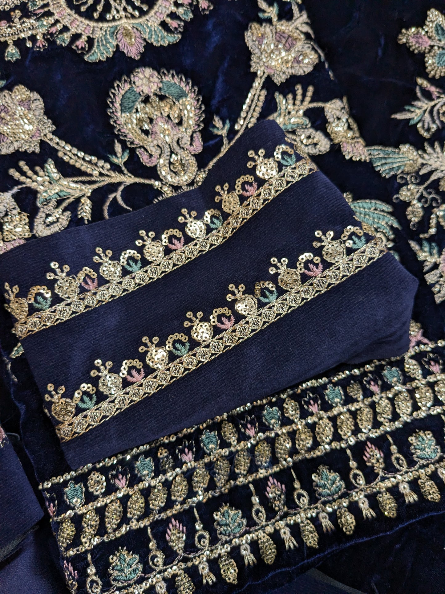 AFROZEH DIVANI MAYA BLUE LUXURIOUS VELVET