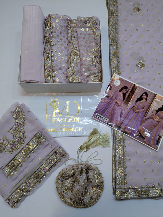 Haris Shakeel Inspired LILAC Bridal Chiffon