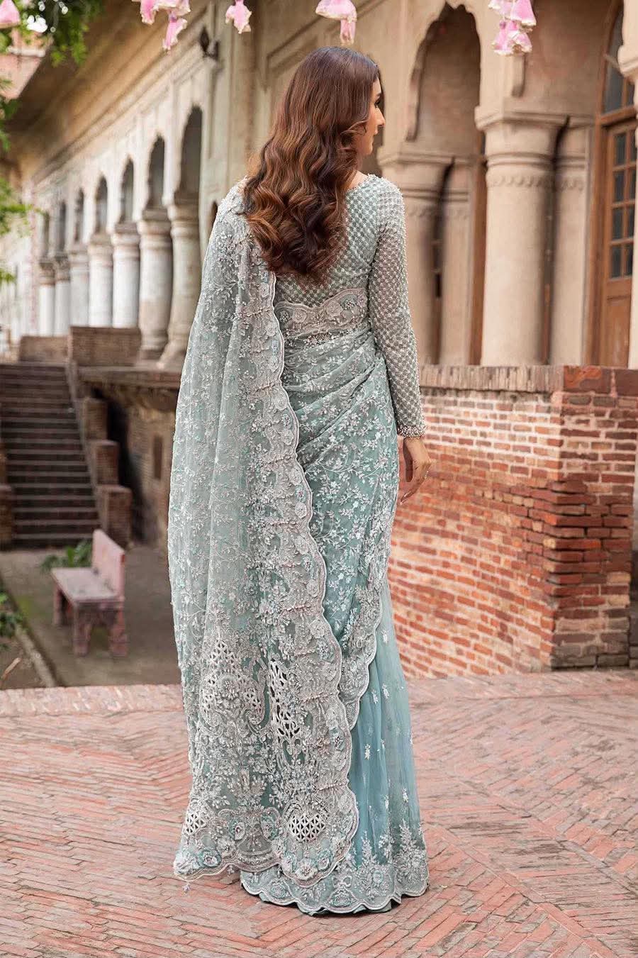 MARIA B INSPIRED SEA PREMIUM NET EMBROIDERED SAREE