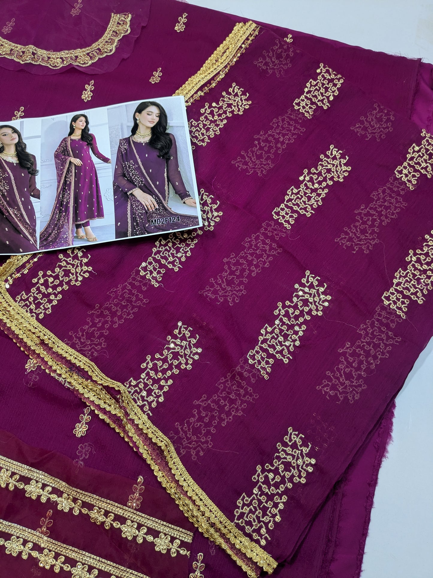 KHIMKHUAB PURPLE CHIFFON EMBROIDERED