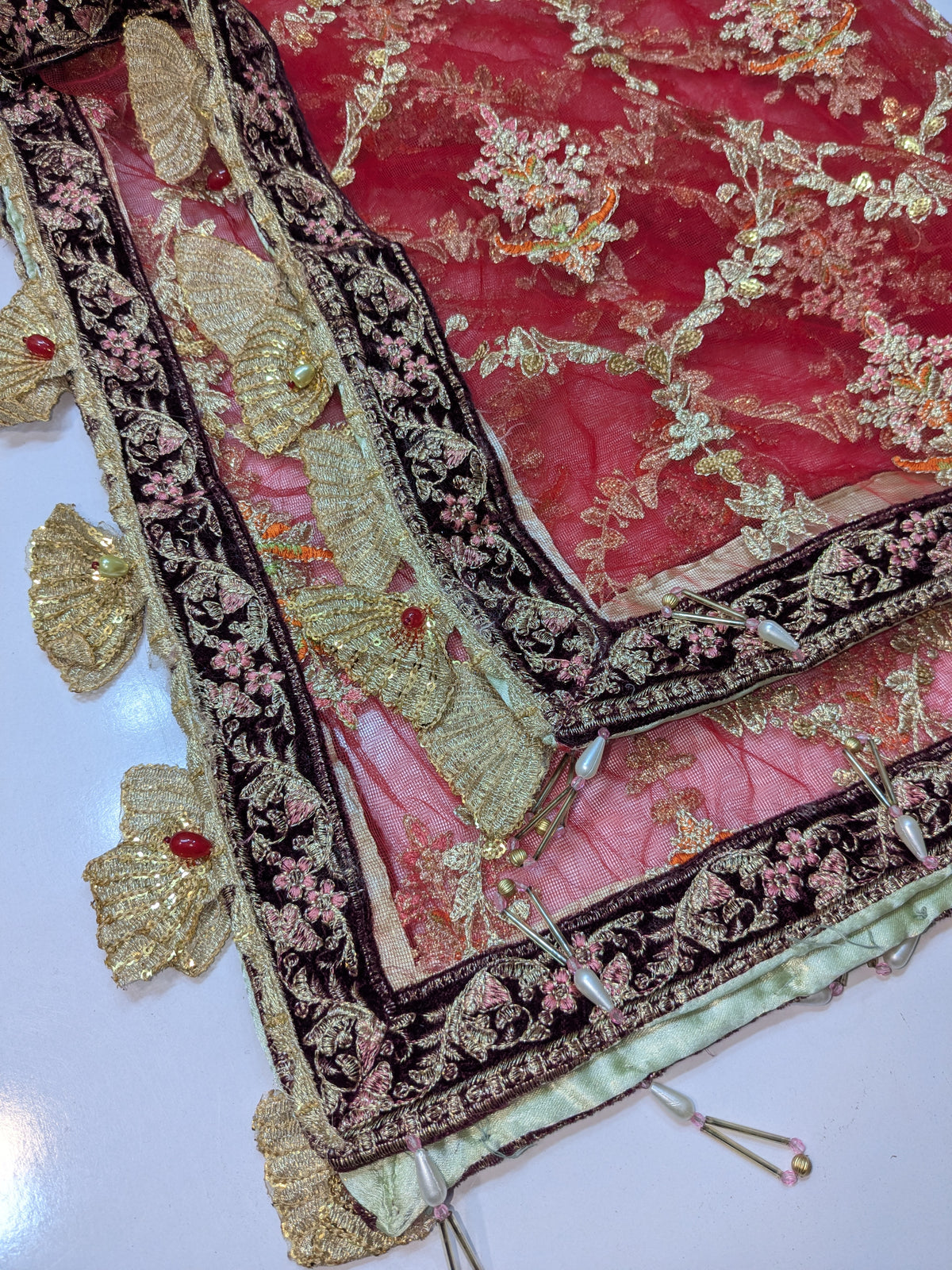 MARIA B INSPIRED CORAL IN SEA GREEN GHARARA