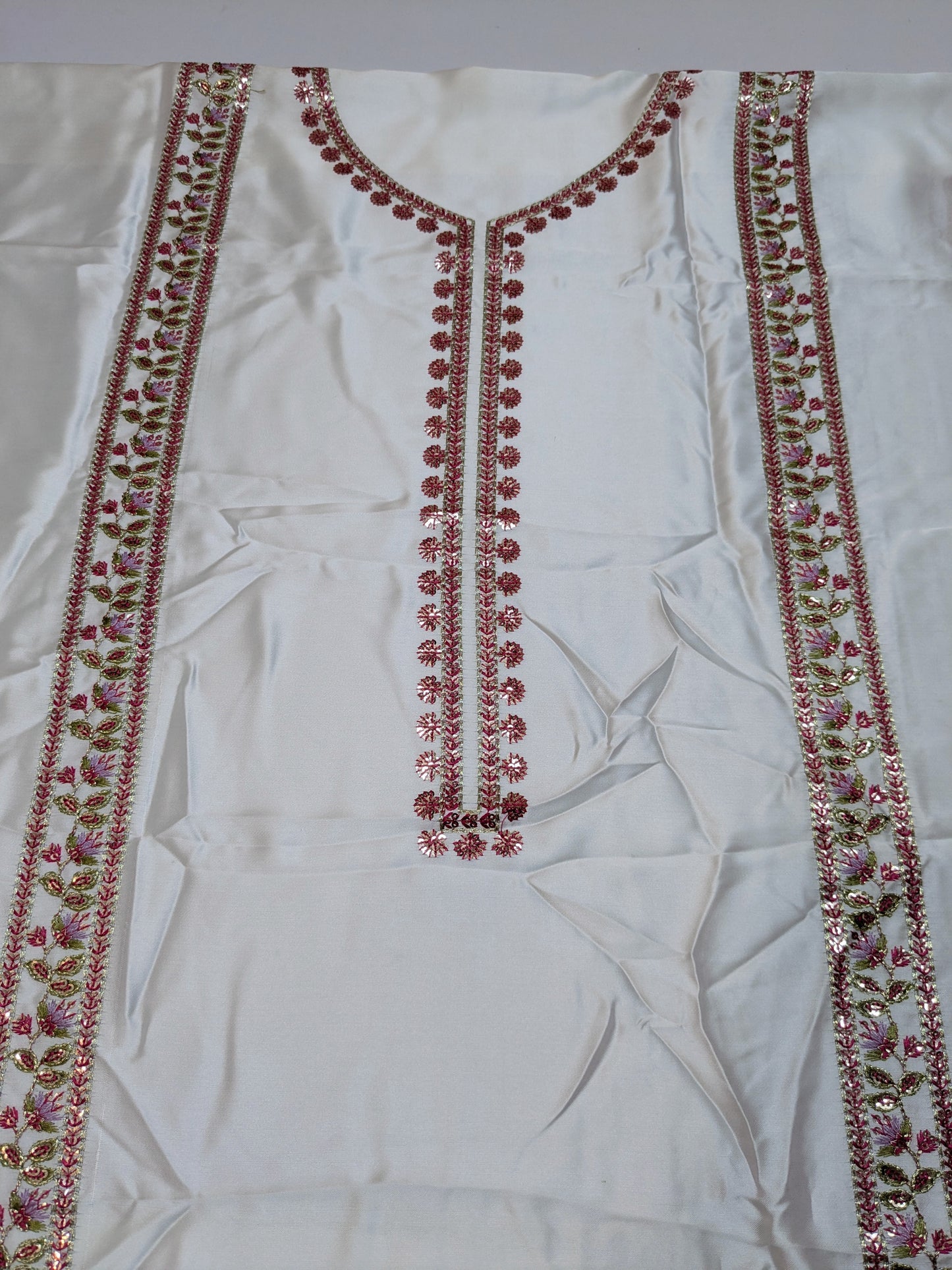 ANEELA INSPIRED WHITE SILK EMBROIDERED