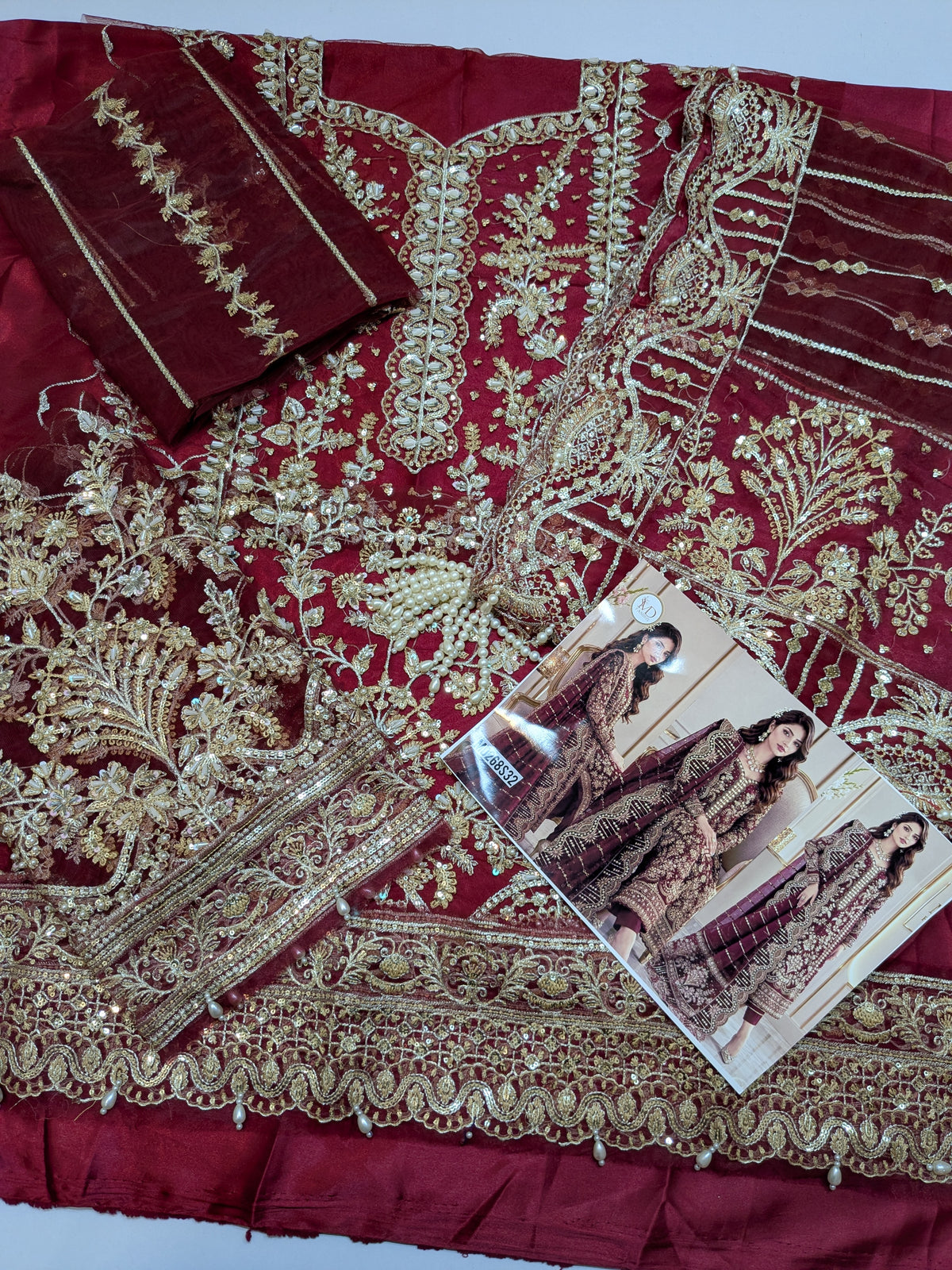 GULAL INSPIRED IZAR MAROON HANDWORK FORMAL