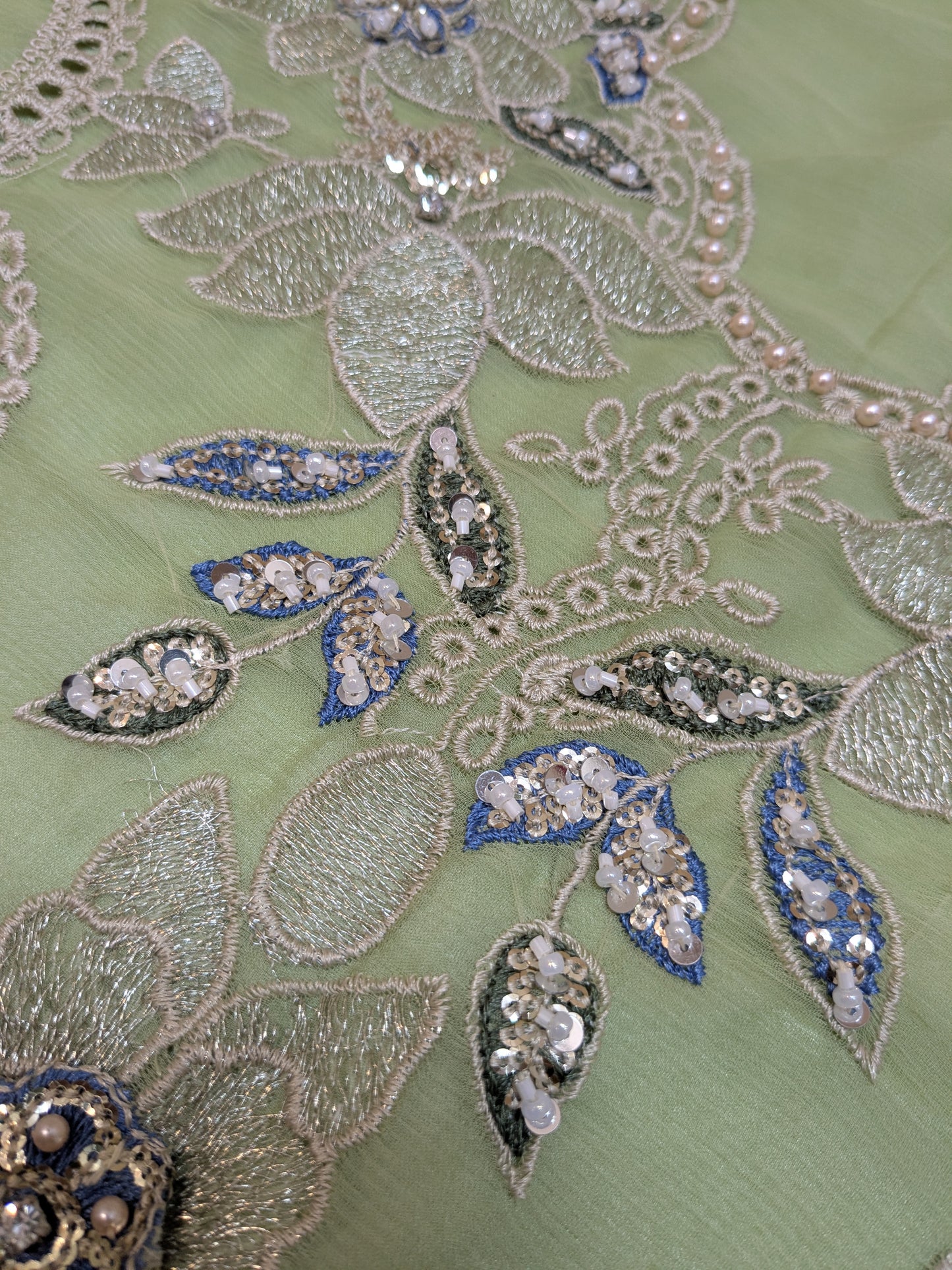 MARIA B INSPIRED DUSTY PISTACHIO CHIFFON TEA AFFAIR