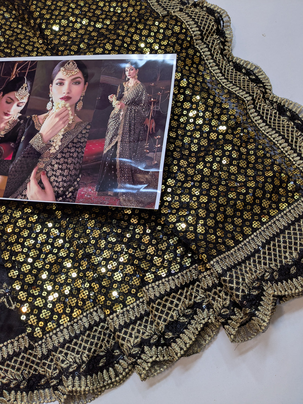 EMAN ADEEL BLACK GOLD NET SAREE