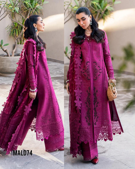 QALAMKAR MAGENTA SAHIL KINARAY LUXURIOUS LAWN