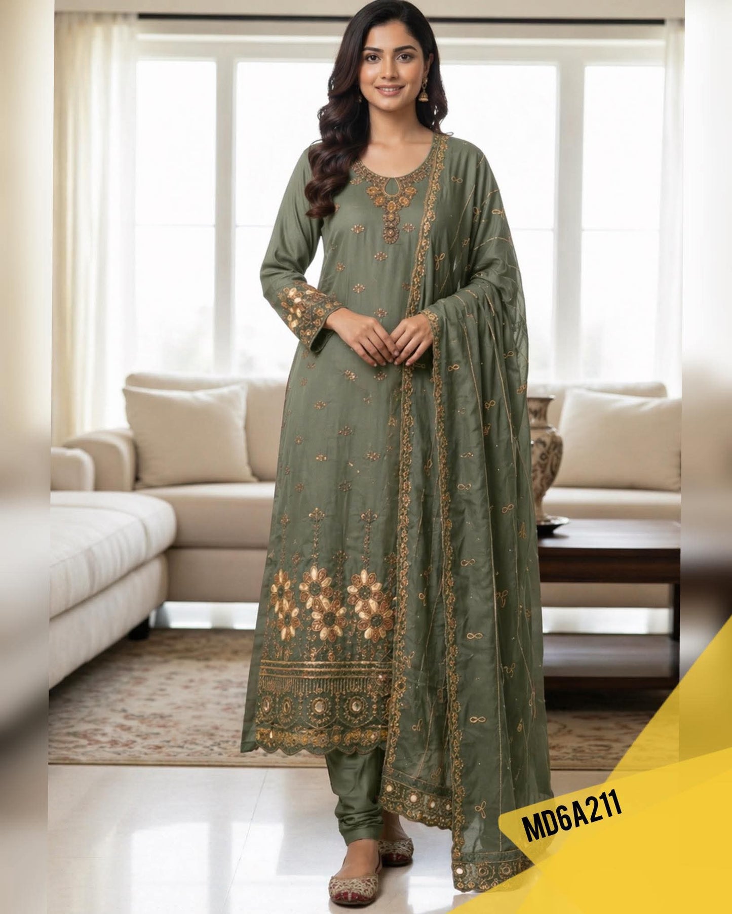 KUAWB COLLECTION MUTED OLIVE LAWN COTTON