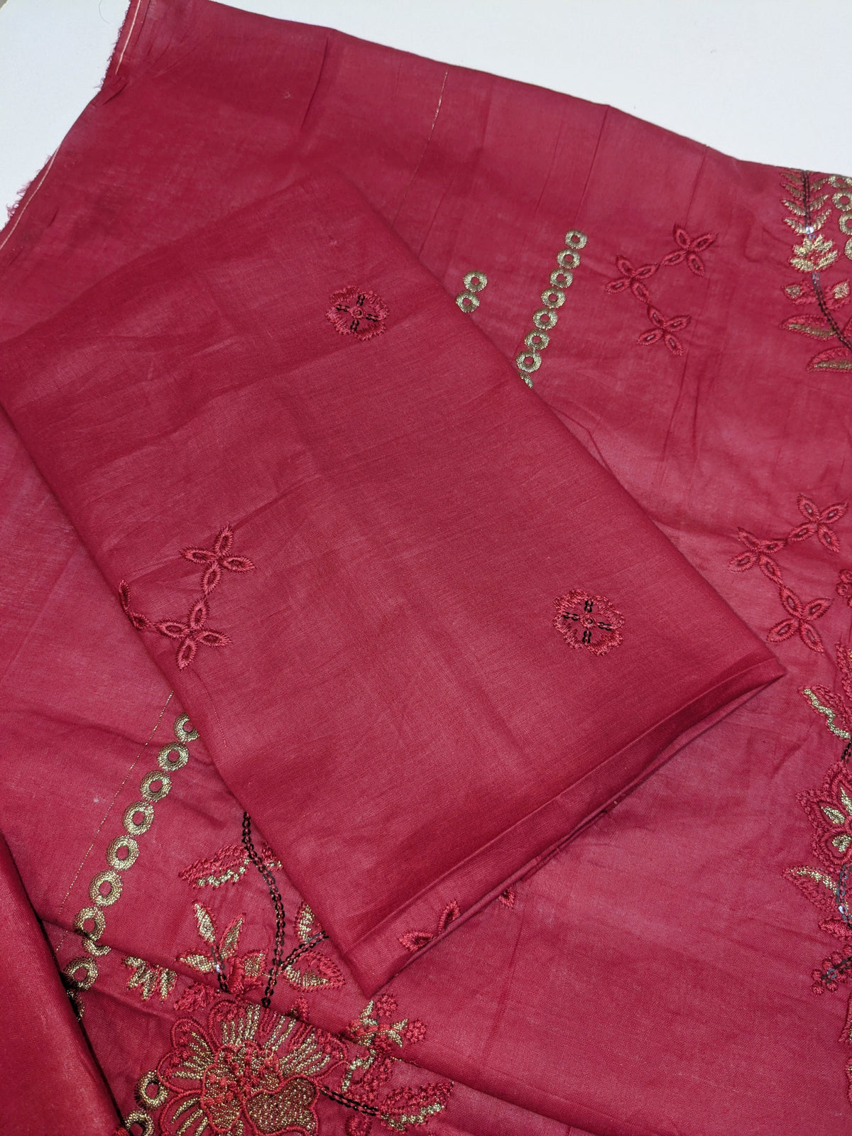 MAHIRA 07 REDDISH PINK LAWN COTTON DRESS WITH CHIFFON DUPPATA