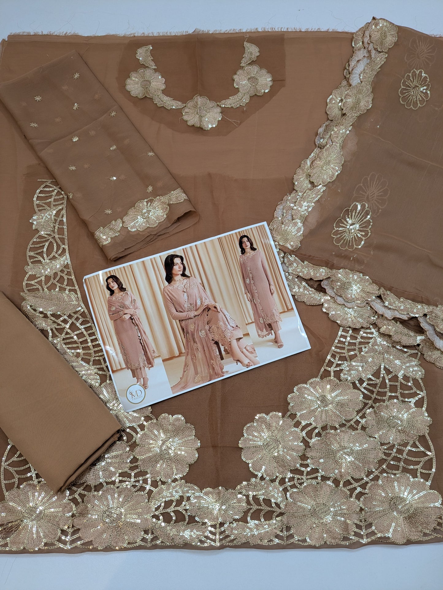 Iznik Chiffon cutwork embroidered dress