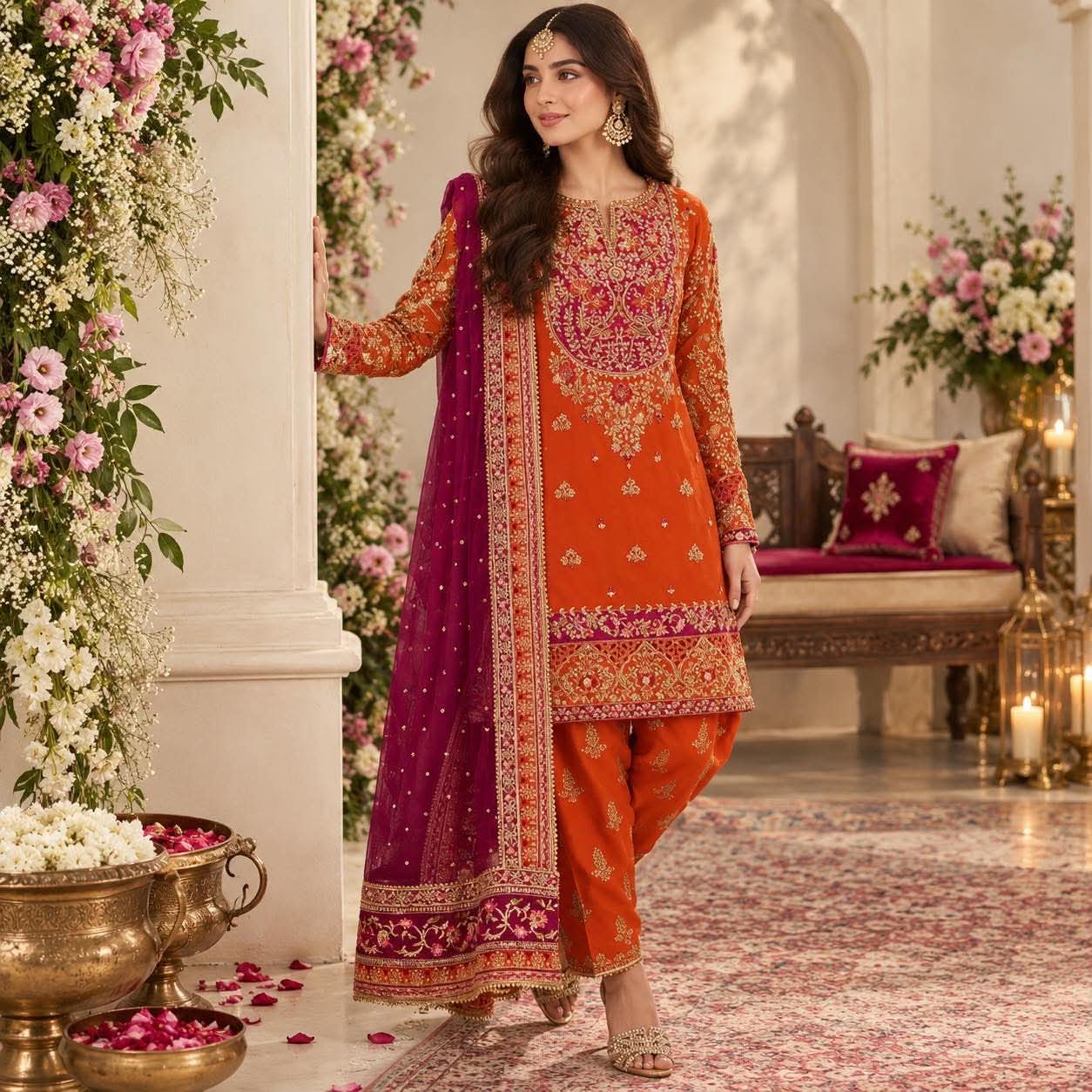 SANA WAJAHAT PREMIUM CHIFFON EMBROIDERED DRESS
