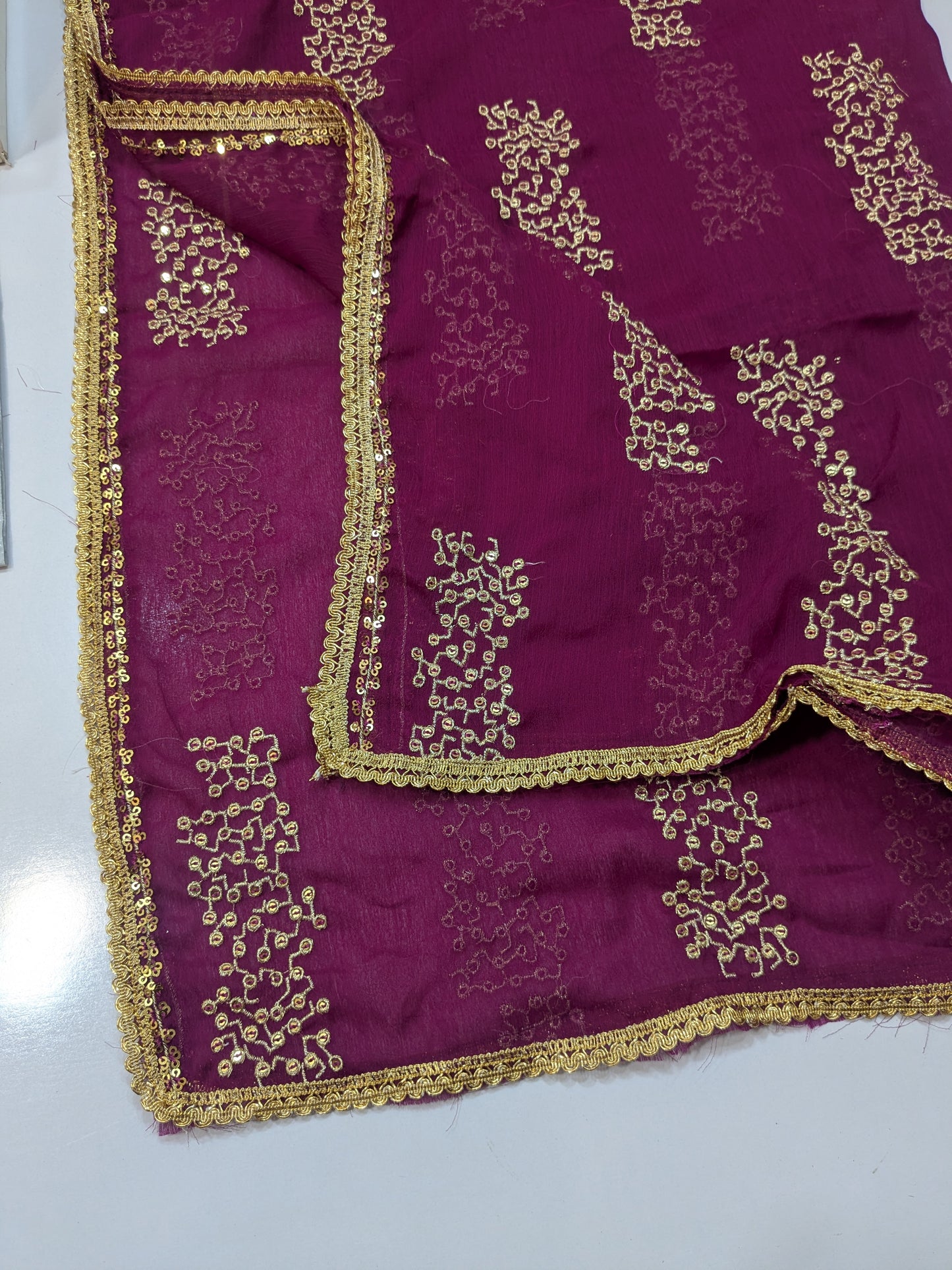 KHIMKHUAB PURPLE CHIFFON EMBROIDERED