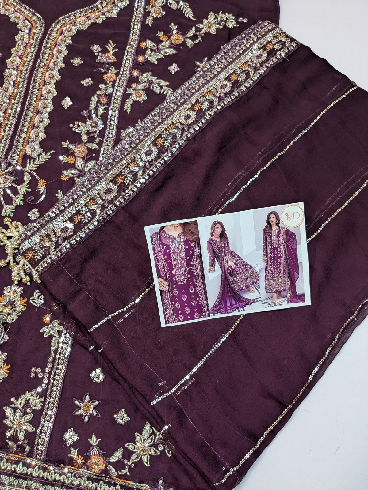 GULAAL INSPIRED CHIFFON HAND EMBELLISHED DRESS