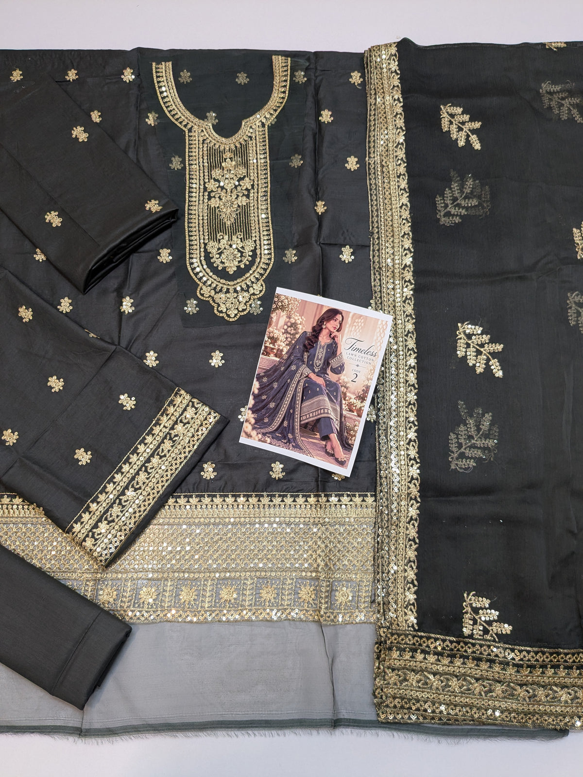 MAHIRA 02 CHARCOAL GREY LAWN COTTON