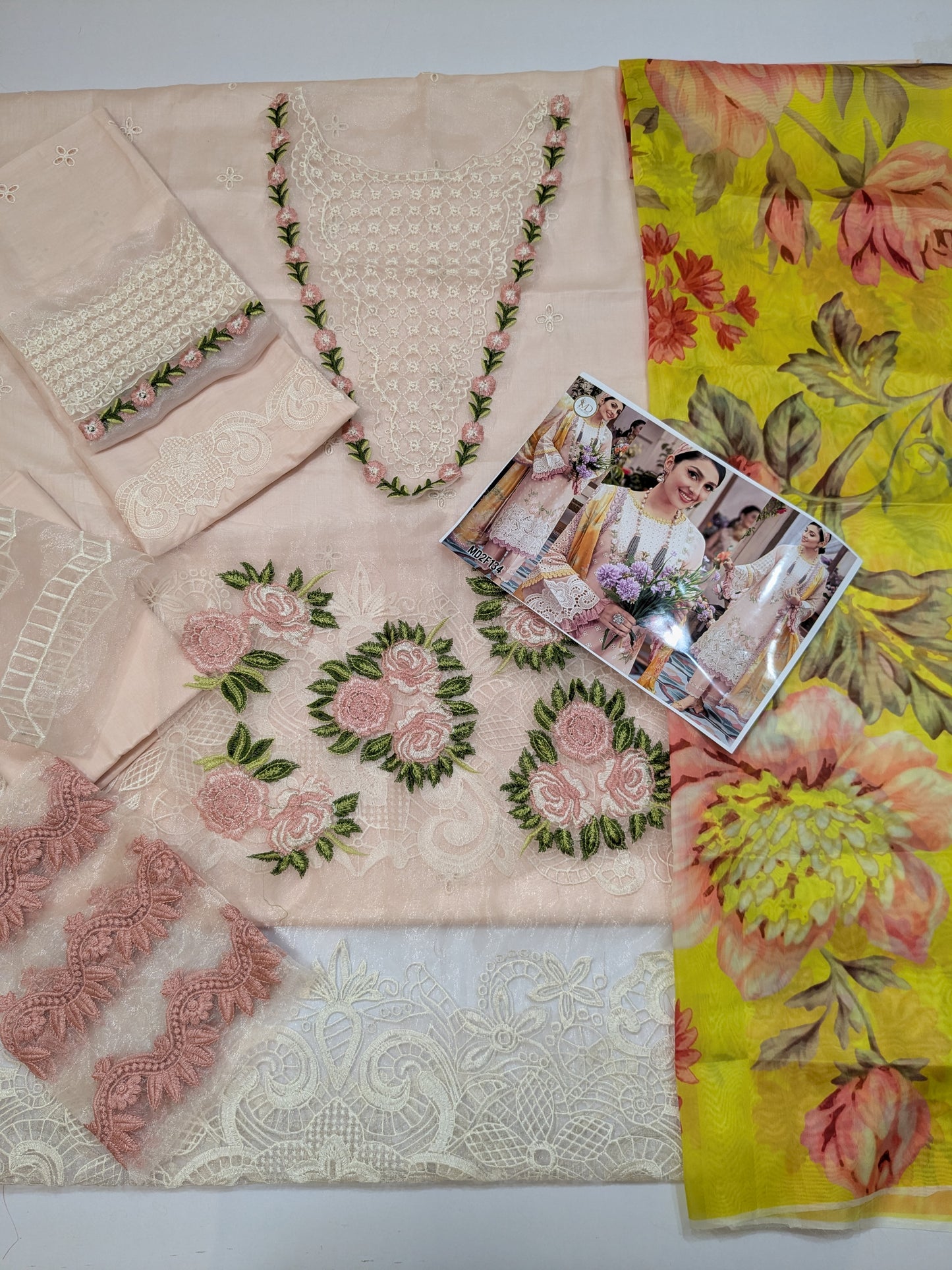 MUSHQ PINK LEMON LUXURIOUS CHIKENKARI LAWN