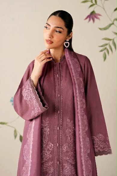 BAROQUE TEA PINK KHADDAR EMBROIDERED 3pcs