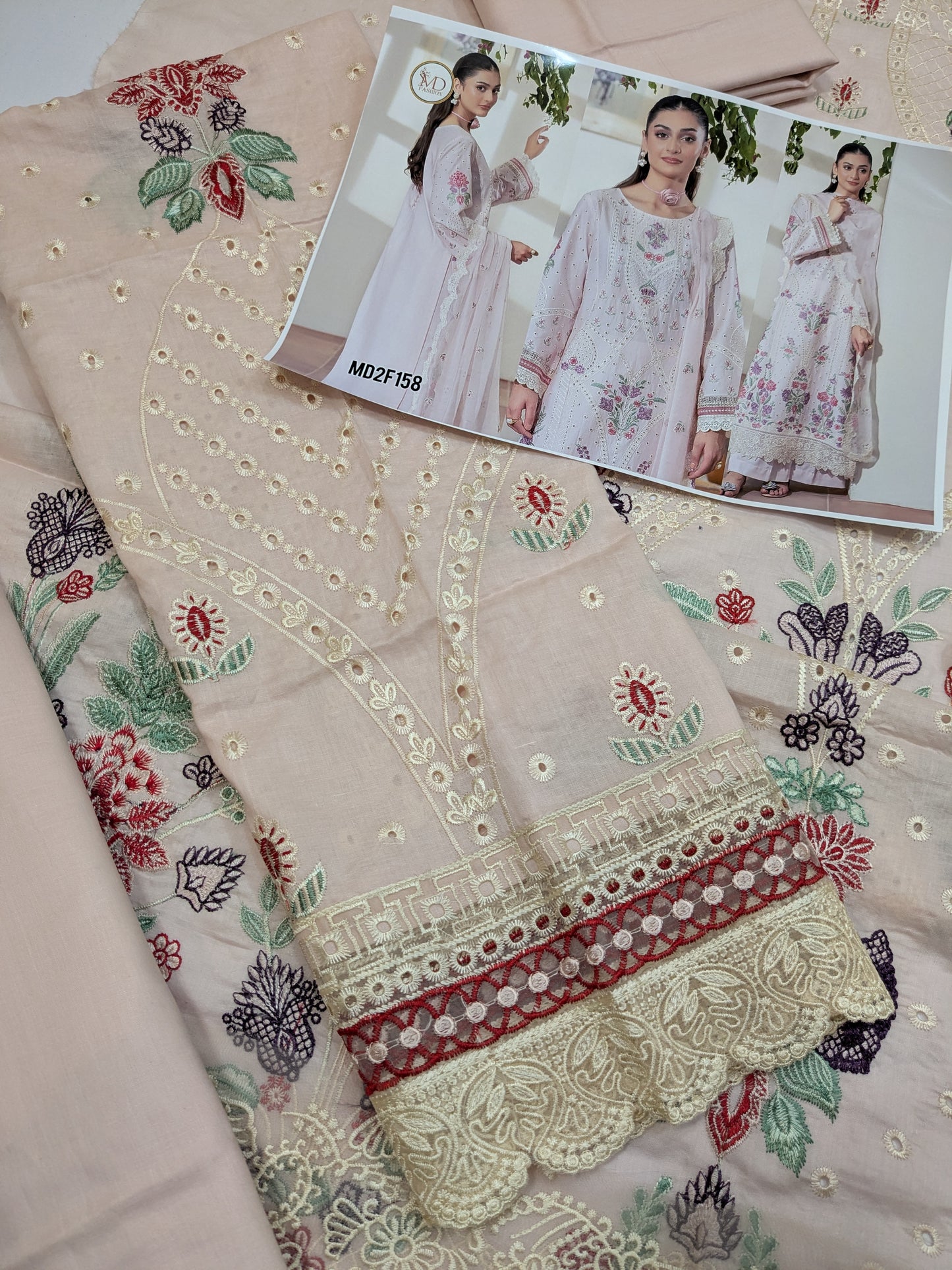 Pastels with white Luxurious chikenkari Lawn