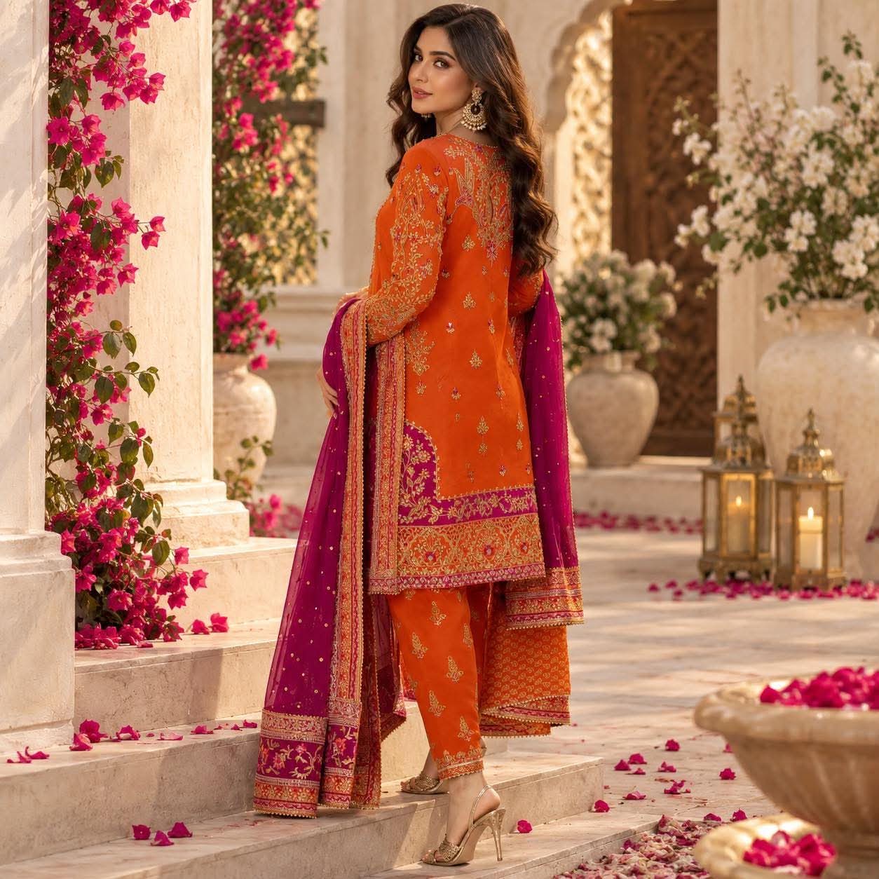 SANA WAJAHAT PREMIUM CHIFFON EMBROIDERED DRESS