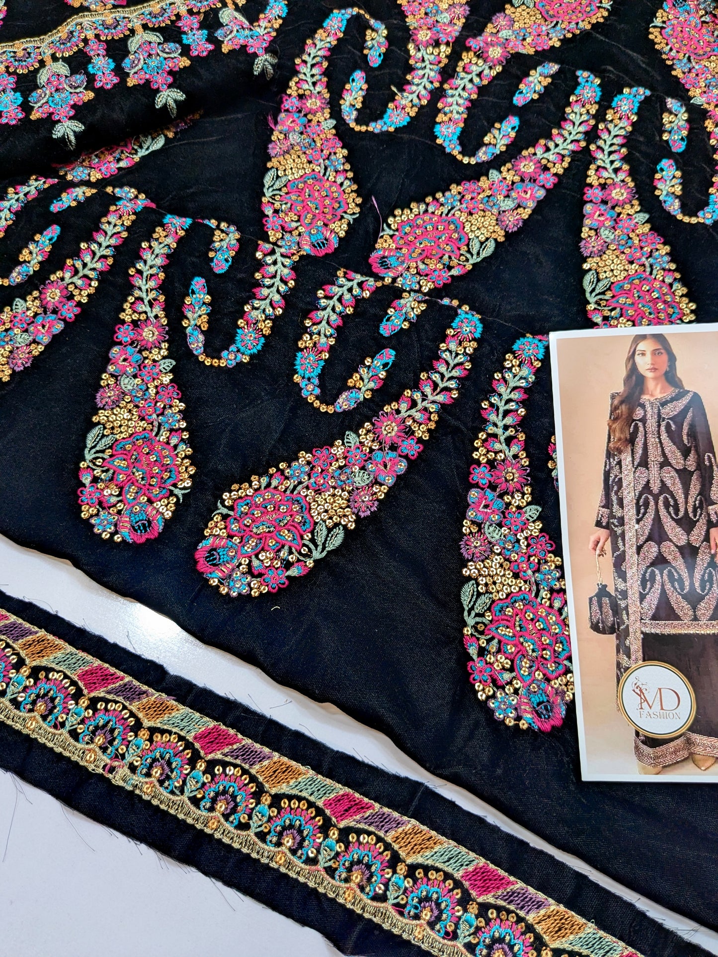 JAZMIN KAIRY MULTI EMBROIDERED VELVET 3PC