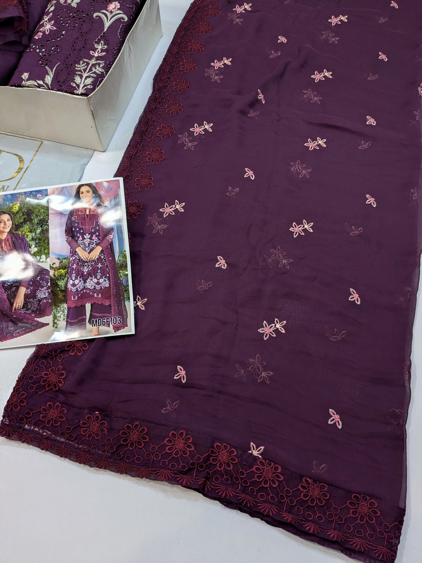 SOBIA NAZIR BURGUNDY PLUM RAMSHA LUXURIOUS LAWN