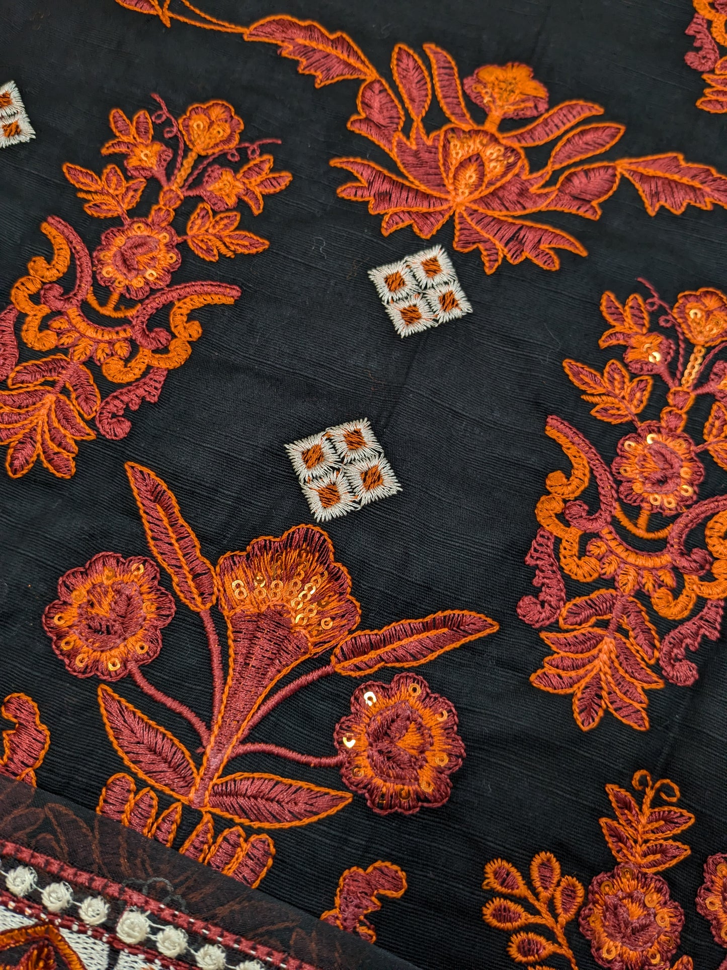 ANEELAS KHADDAR BLACK RED EMBROIDERED 3pcs