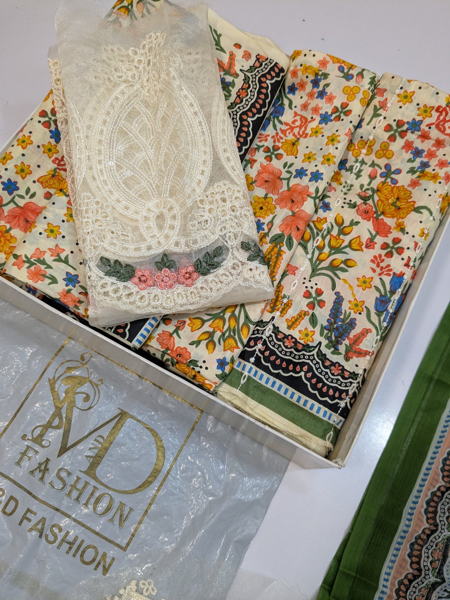 MARIA B LAWN CHIKENKARI PRINTED EMBROIDERED