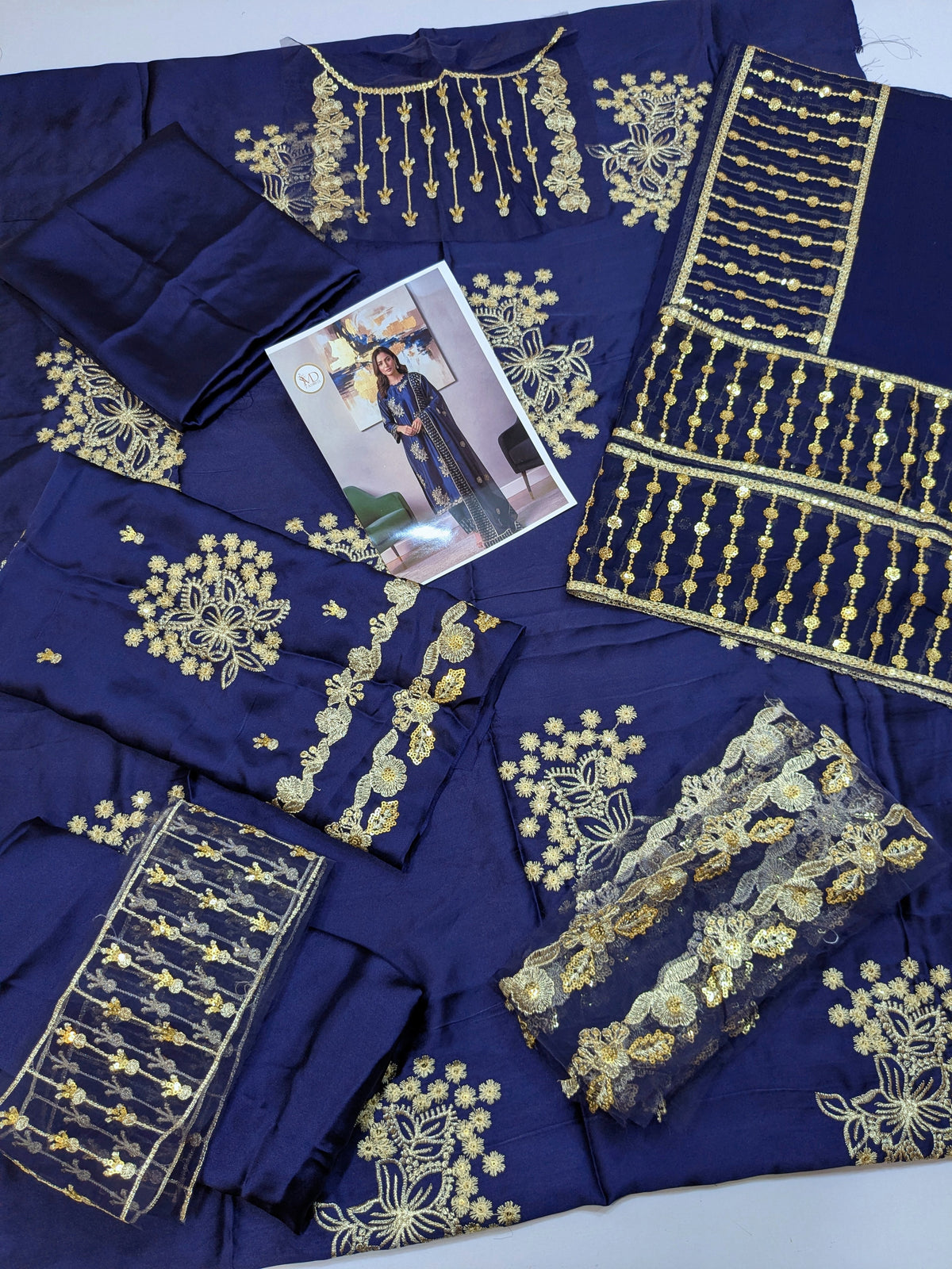 MAHIRA SILK EMBROIDERED BLUE FORMAL