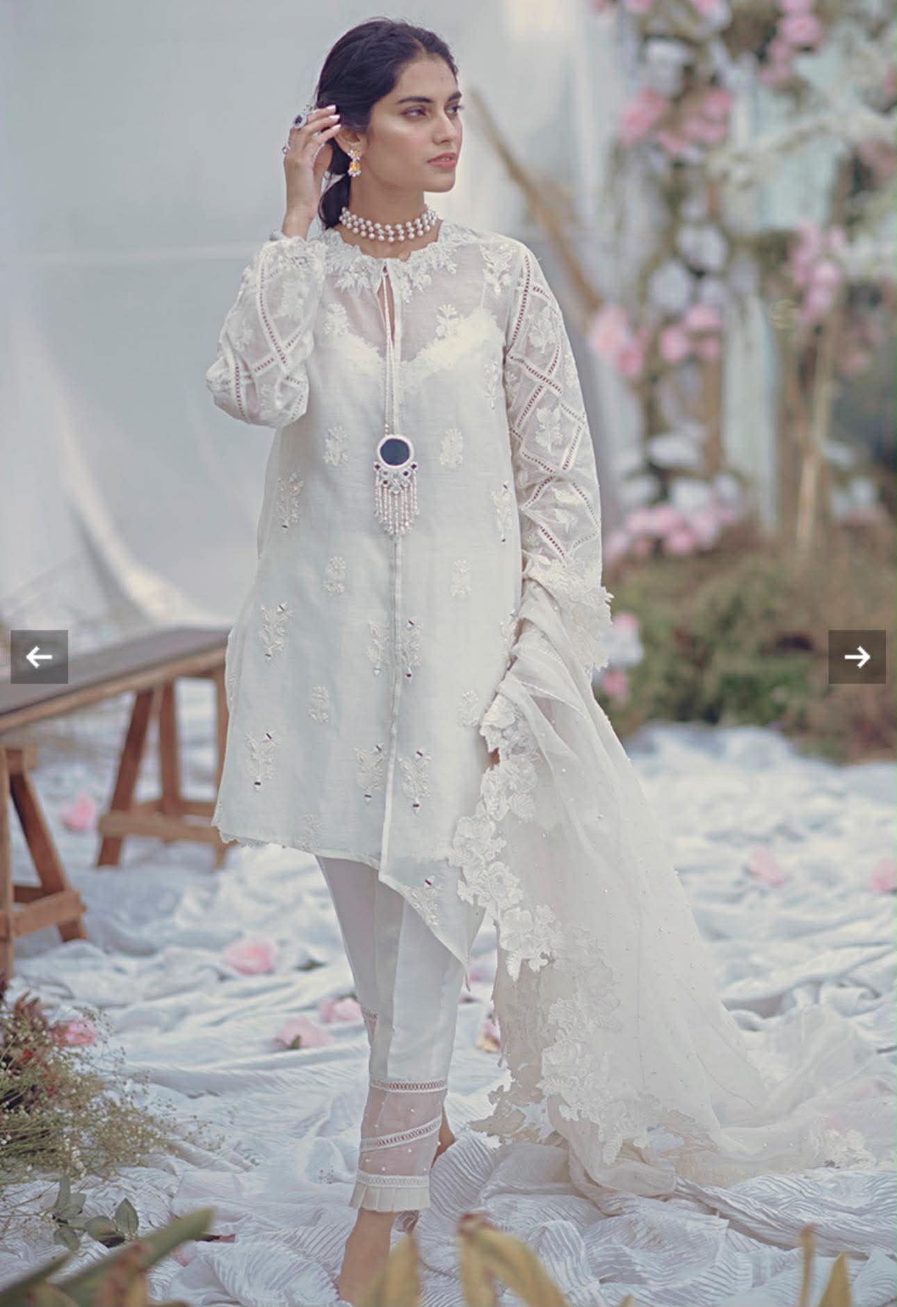ZAINAB SALMAN WHITE MIRROR WORK 3PCS UNSTICH