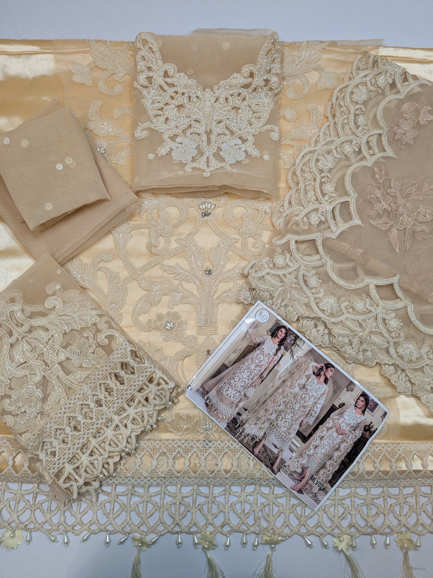 MARIA B SKIN BEIGE LUXURIOUS EMBROIDERED ORGANZA