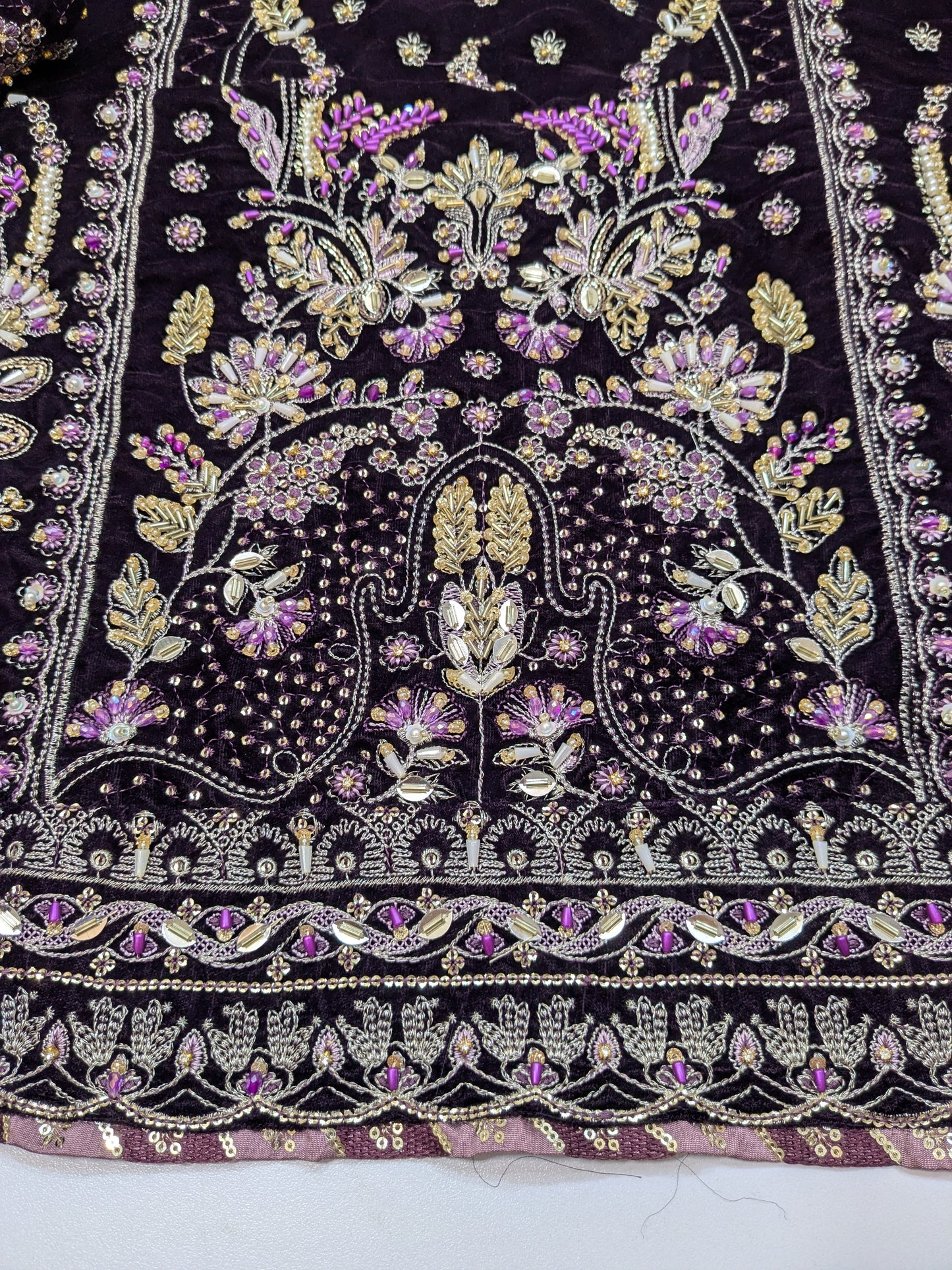 Aneelas Luxurious wedding wear purple velvet