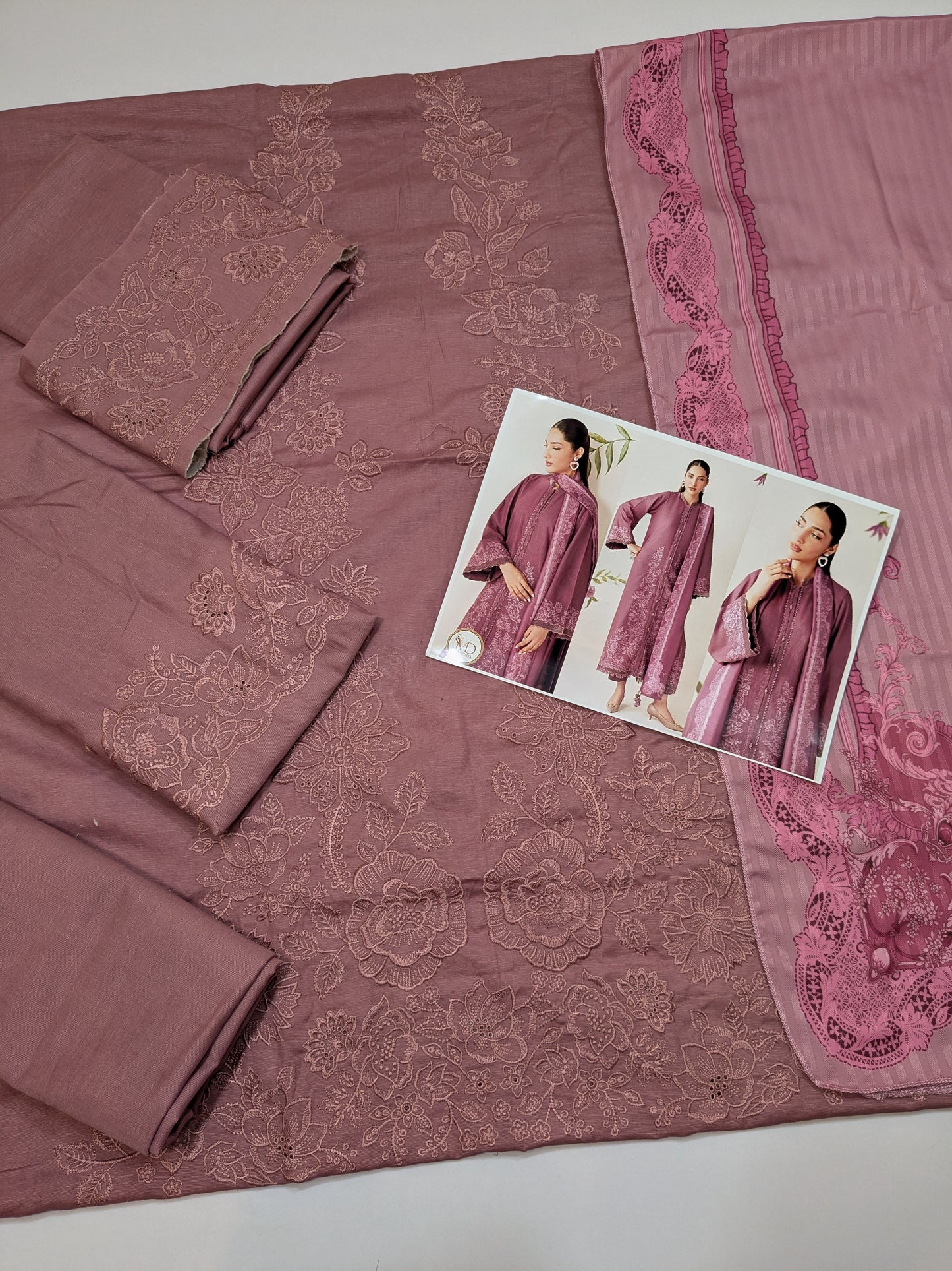 BAROQUE TEA PINK KHADDAR EMBROIDERED 3pcs