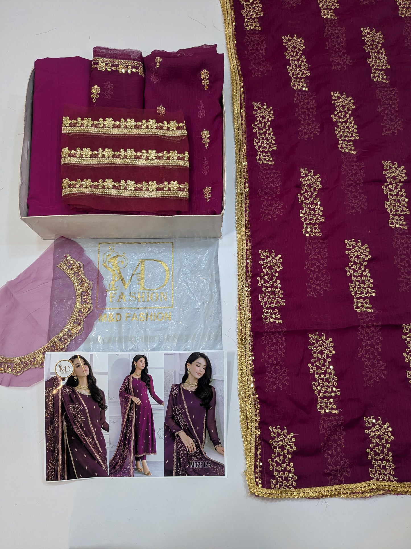 KHIMKHUAB PURPLE CHIFFON EMBROIDERED